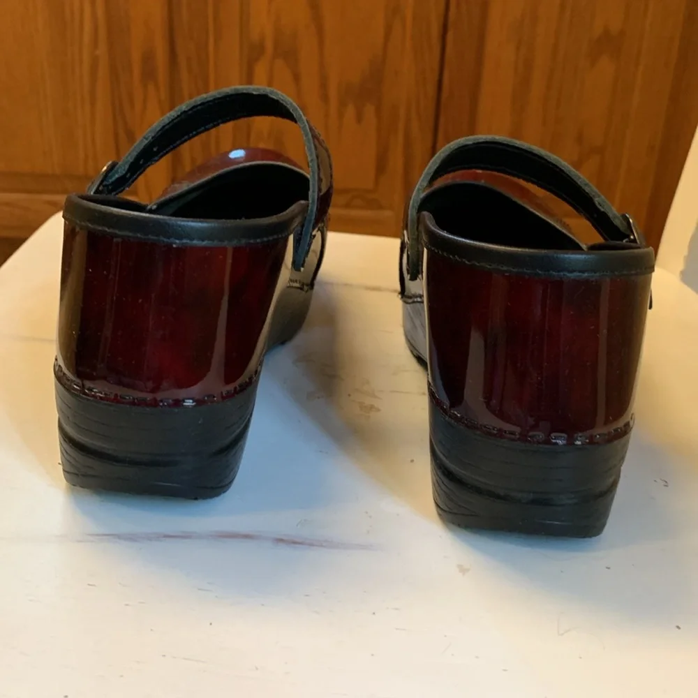 Dansko Deep Red Mary Jane Clog Shoes - Picture 4 of 8